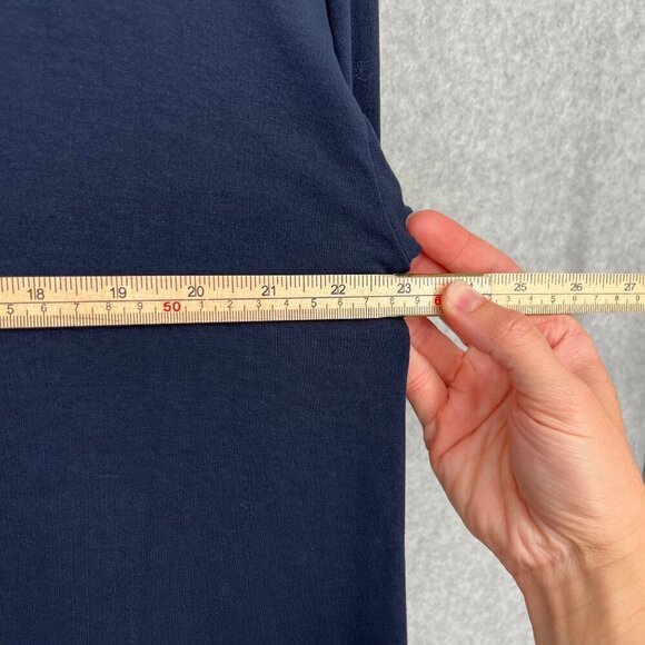 J Jill Wearever Jersey Knit Mock Neck Long Sleeve Top Size L Navy Blue Stretch - Picture 11 of 12